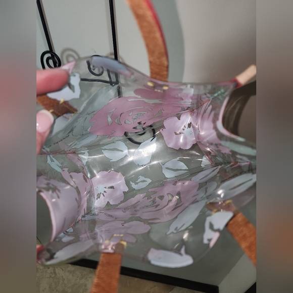 Dooney And Bourke Leather Strap DB Floral Rose Clear Small Tote Gift Bag - Picture 6 of 6